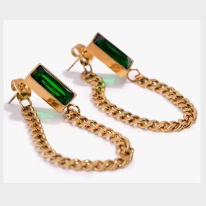14K Gold Filled Emerald Earrings